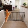 Pet Gate - Dog Gate for Doorways, Stairs or House ;Freestanding, Folding, brown, Arc Wooden