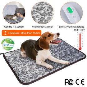 27.6x17.7in Pet Heating Pad Dog Electric Heating Mat Waterproof Adjustable Warming Blanket with Chew Resistant Steel Cord Case