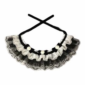 Retro Black Lace Collars Handmade Dog Necklace Neckerchief Beads 8.2-11.2"