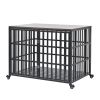 42" Heavy Duty Dog Crate for Large Medium Dogs, Furniture Style cage with 4 Lockable Wheels and 2 Locks