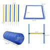 4PC Obstacle Dog Agility Training Course with Jump Hurdle, Tunnel, Pause Box, Weave Poles and Carrying Bag