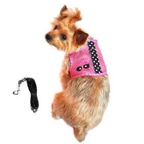 Cool Mesh Dog Harness Under the Sea Collection (Color: Sunglasses Pink and Black Polka Dot, size: X-Small)