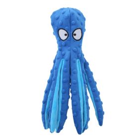 Plush Octopus Soft Dog Stuffed For Dog Chew Toys Interactive Dog Supplies Fleece Dog Squeaky Toys (Color: Blue)