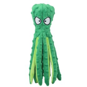 Plush Octopus Soft Dog Stuffed For Dog Chew Toys Interactive Dog Supplies Fleece Dog Squeaky Toys (Color: Green)