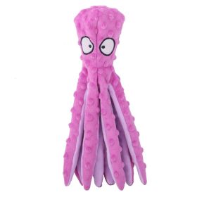 Plush Octopus Soft Dog Stuffed For Dog Chew Toys Interactive Dog Supplies Fleece Dog Squeaky Toys (Color: Pink)