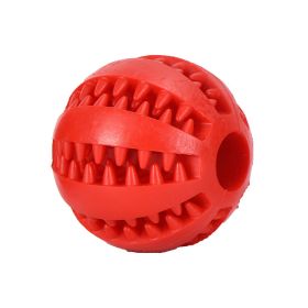 Dog Squeaky Ball Toy; Pet Chew Toy For Dog; Tooth Cleaning Ball Bite Resistant Pet Supplies (Color: Red, size: 2.3Inch)