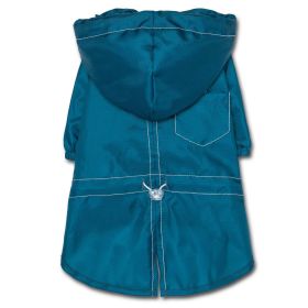 Touchdog Split-Vent Designer Waterproof Dog Raincoat (Color: Blue, size: medium)