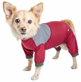 Dog Helios 'Tail Runner' Lightweight 4-Way-Stretch Breathable Full Bodied Performance Dog Track Suit (Color: Red, size: X-Small)