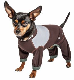 Dog Helios 'Tail Runner' Lightweight 4-Way-Stretch Breathable Full Bodied Performance Dog Track Suit (Color: Brown, size: small)