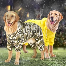 Golden hair raincoat dog Samoye medium-sized large dog border dog raincoat full package four foot pet big dog clothes (Color: Yellow reflective four-legged raincoat, size: 4XL reference weight 26-40kg)