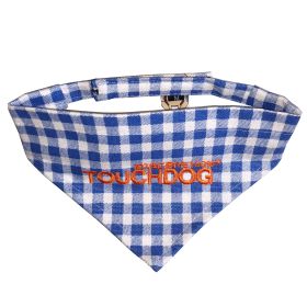 Touchdog 'Bad-to-the-Bone' Plaid Patterned Fashionable Velcro Bandana (Color: Blue, size: large)