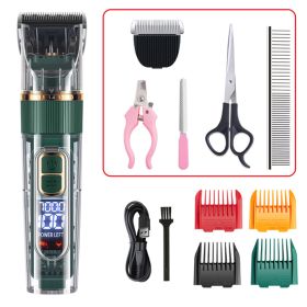 Dog Hair Clippers Set Low Noise Rechargeable Cordless For Dogs; Dog Grooming Clippers (Items: Set Version, Color: Green)