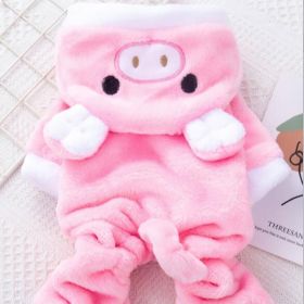 Pet Apparel; Piggy Shaped Winter Warm Flush Clothes For Doggy (Color: Pink, size: M)