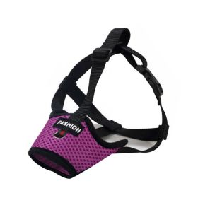 Dog Muzzle,Soft Nylon Muzzle Anti Biting Barking Chewing,Air Mesh Breathable Drinkable Adjustable Loop Pets Muzzle (Color: Purple, size: S)