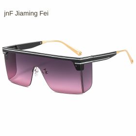 One-piece rimmed sunglass personality letters Cross border sunglasses (colour: C9 black frame graying powder tablet)