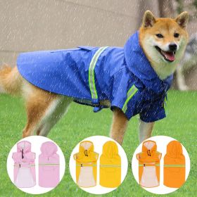 Pet raincoat for large and small dog; PU waterproof big dog raincoat; outdoor reflective dog raincoat (colour: Orange, size: M)