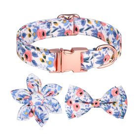 1pc Adjustable Soft Dog Collar With Print Flower Multicolor Cute Patterns (Color: Dodge Blue, size: M)