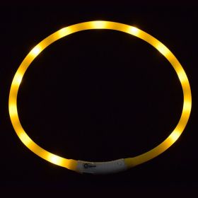 Pet's LED Collar With USB Rechargeable Glowing Lighted Up & Cuttable Waterproof Safety For Dogs (Color: Yellow, size: one-size)