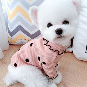 Dot turtleneck dog bottoming shirt (Color: Pink, size: M)