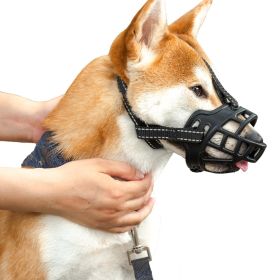 Dog Muzzle Dogs; Prevents Chewing and Biting; Basket Allows Panting and Drinking-Comfortable; Humane; Adjustable; With light reflection (Color: Reflective Black, size: No.1)