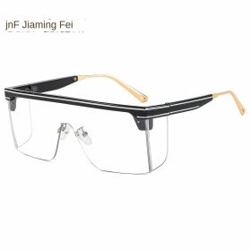 One-piece rimmed sunglass personality letters Cross border sunglasses (colour: C5 black frame white flat)