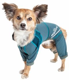 Dog Helios 'Namastail' Lightweight 4-Way Stretch Breathable Full Bodied Performance Yoga Dog Hoodie Tracksuit (Color: Blue, size: medium)