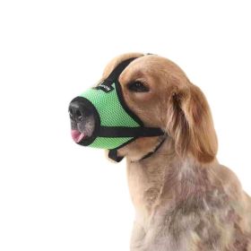 Dog Muzzle,Soft Nylon Muzzle Anti Biting Barking Chewing,Air Mesh Breathable Drinkable Adjustable Loop Pets Muzzle (Color: Green, size: L)