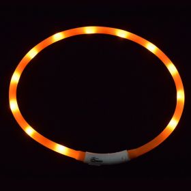 Pet's LED Collar With USB Rechargeable Glowing Lighted Up & Cuttable Waterproof Safety For Dogs (Color: Orange, size: one-size)