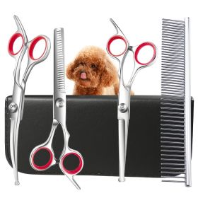 Household Pet Hair Clipper; Stainless Steel Professional Pet Grooming Tools; Pet Hair Shaver (Color: Complete Set Of Pet Scissors)