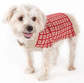 Butterscotch Box Weaved Heavy Cable Knitted Designer Turtle Neck Dog Sweater (size: large)