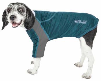 Pet Life Active 'Chewitt Wagassy' 4-Way Stretch Performance Long Sleeve Dog T-Shirt (Color: Teal, size: X-Small)