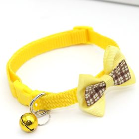 Bowknot Collars; Pet Collar With Bell & Buckle; Cute Pet Supplies For Decoration (Color: Yellow, size: M)