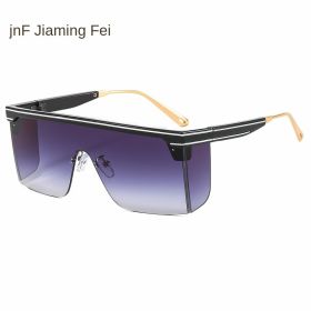 One-piece rimmed sunglass personality letters Cross border sunglasses (colour: C7 black frame graying chip)