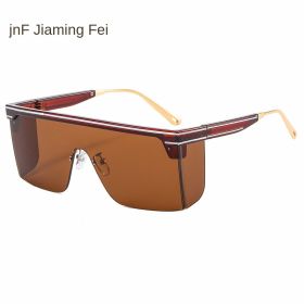 One-piece rimmed sunglass personality letters Cross border sunglasses (colour: C4 tea frame tea slice)