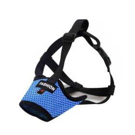 Dog Muzzle,Soft Nylon Muzzle Anti Biting Barking Chewing,Air Mesh Breathable Drinkable Adjustable Loop Pets Muzzle (Color: Blue, size: M)