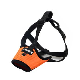 Dog Muzzle,Soft Nylon Muzzle Anti Biting Barking Chewing,Air Mesh Breathable Drinkable Adjustable Loop Pets Muzzle (Color: Orange, size: S)