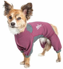 Dog Helios 'Rufflex' Mediumweight 4-Way-Stretch Breathable Full Bodied Performance Dog Warmup Track Suit (Color: Pink, size: X-Large)