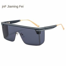 One-piece rimmed sunglass personality letters Cross border sunglasses (colour: C2 dark blue frame black grey chip)