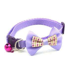 Bowknot Collars; Pet Collar With Bell & Buckle; Cute Pet Supplies For Decoration (Color: Purple, size: M)