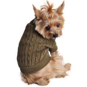 Dog Cable Knit 100% Cotton Sweater (Color: Herb Green, size: 2X-Large)