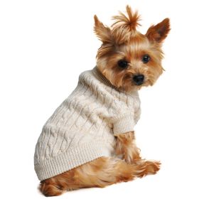 Dog Cable Knit 100% Cotton Sweater (Color: Oatmeal, size: 2X-Large)