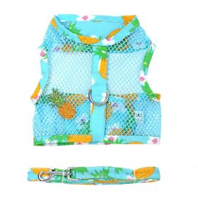 Cool Mesh Dog Harness with Leash (Color: Pineapple Luau, size: large)