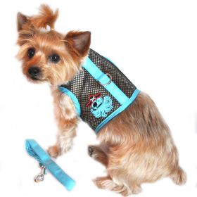 Cool Mesh Dog Harness Under the Sea Collection (Color: Pirate Octopus Blue and Black, size: small)